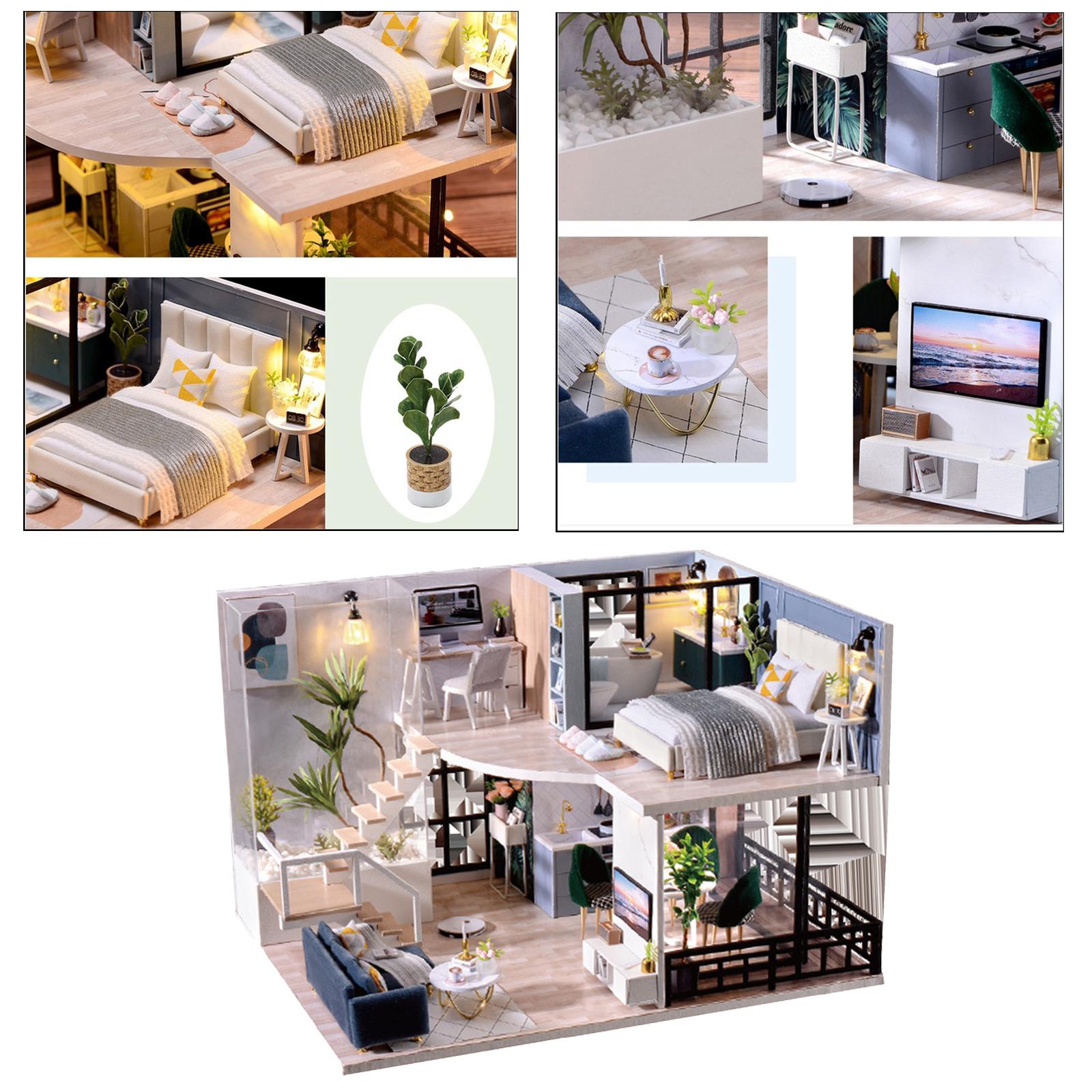 Miniature Wood Dollhouse Furniture Kit Cottage Puzzles Building Kit Toy