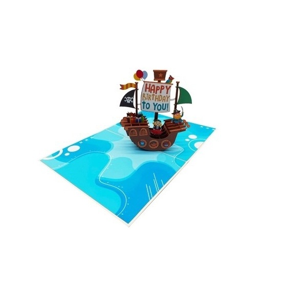 Thiệp 3D Pop Up Thuyền Cướp Biển Sinh Nhật – Thiệp Chúc Mừng Sinh Nhật Cho Bé Trai, Độc Đáo, Vui Nhộn, B25