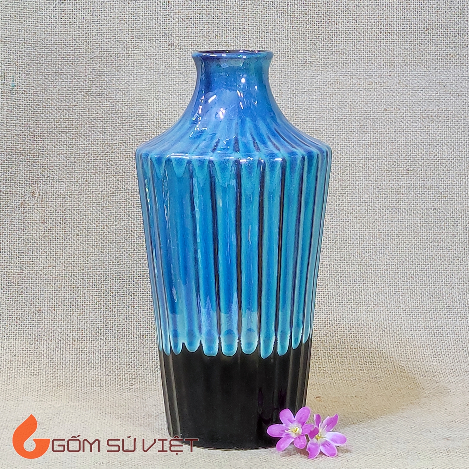 Bình hoa gốm hỏa biến dáng quạt - Gốm Bát Tràng