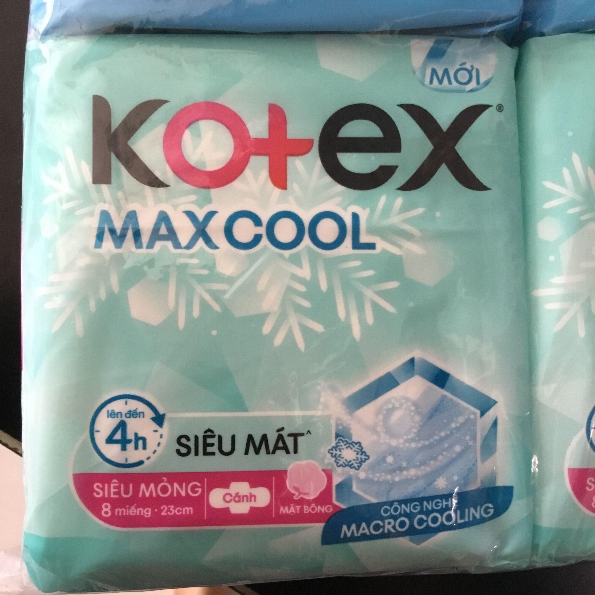 Combo 8 Gói Băng Vệ Sinh Kotex Maxcool Dịu Mát 23cm (8 miếng/gói) -Date luôn mới