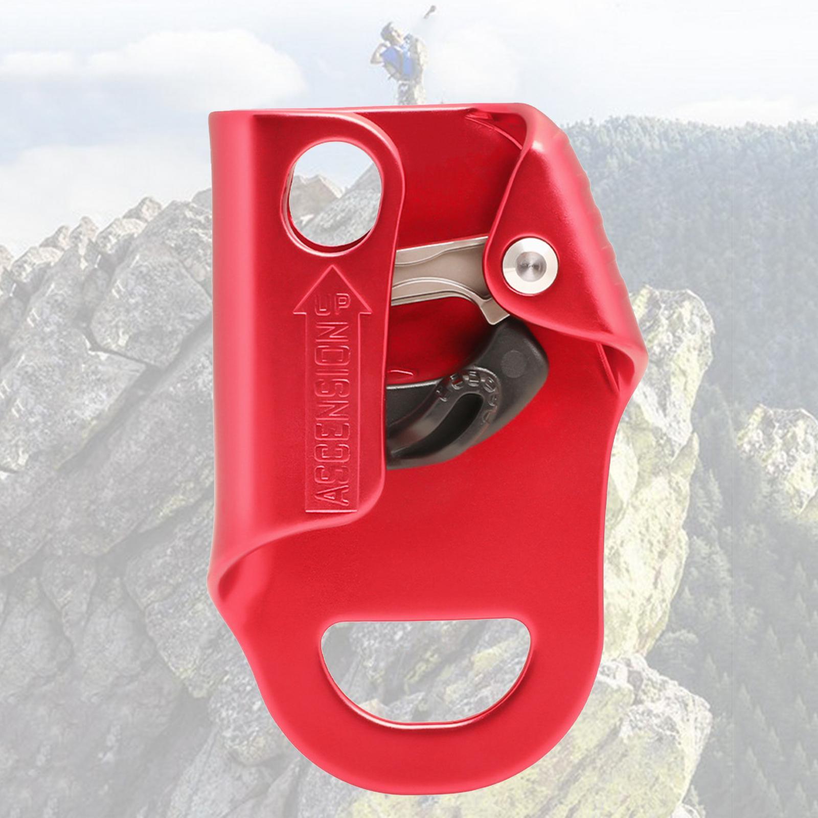 Climbing Hand Ascender Pulley Gear Rope Aviation Aluminum for Caving Roofing Red