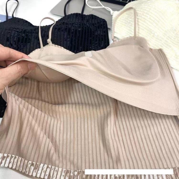 Áo Bra 2 dây NHUNG TĂM LẤP LÁNH, áo dáng lửng có đệmngực, quai có thể điều chỉnh có nhiều màu để chọn lựa, Nữ Women Top Cotton