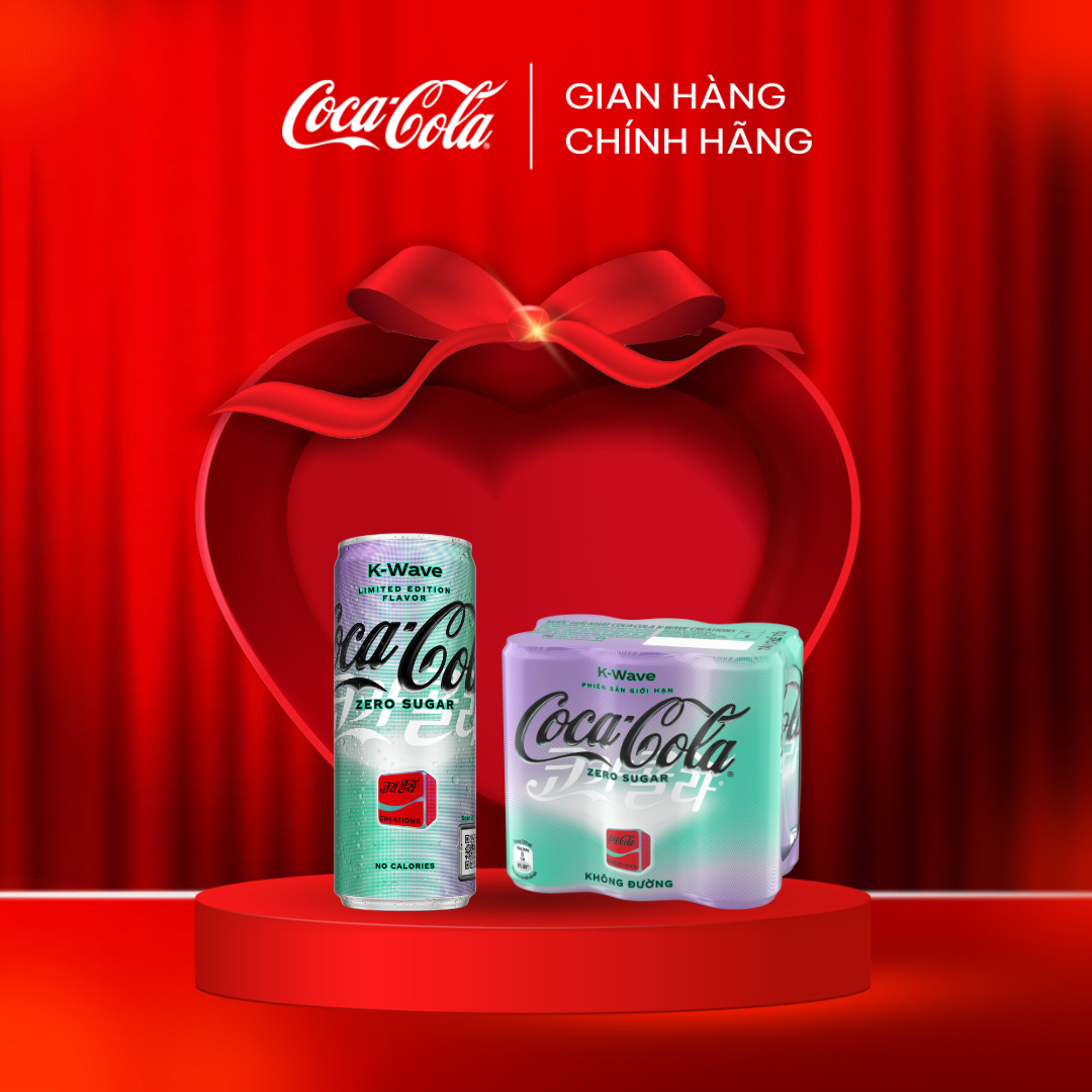 [QUÀ TẶNG KHÔNG BÁN] Lốc 6 Lon Nước Giải Khát Không Đường Coca-Cola Zero 320ml/lon Sale 25.3 Phiên Bản Giới Hạn K-Wave Sale 25.3 Coca-Cola Official Store