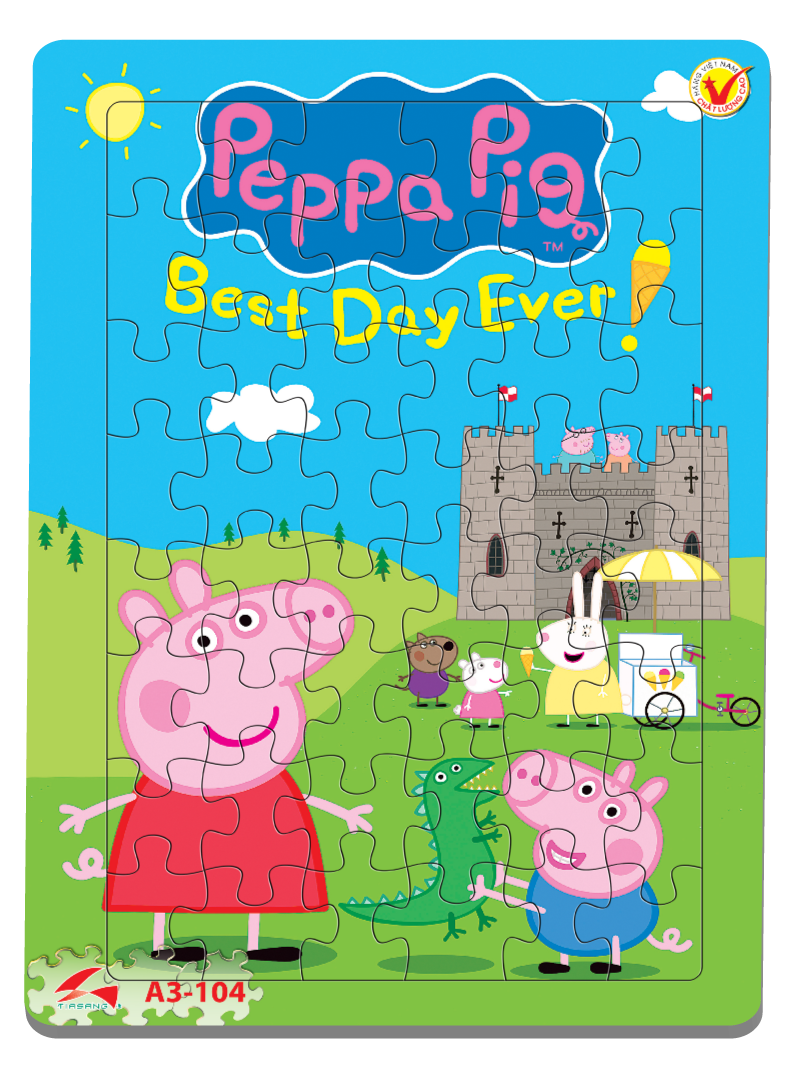 Xếp hình Tia Sáng Peppa Pig (48 Mảnh Ghép) - Tặng kèm câu đố mặt sau cho bé