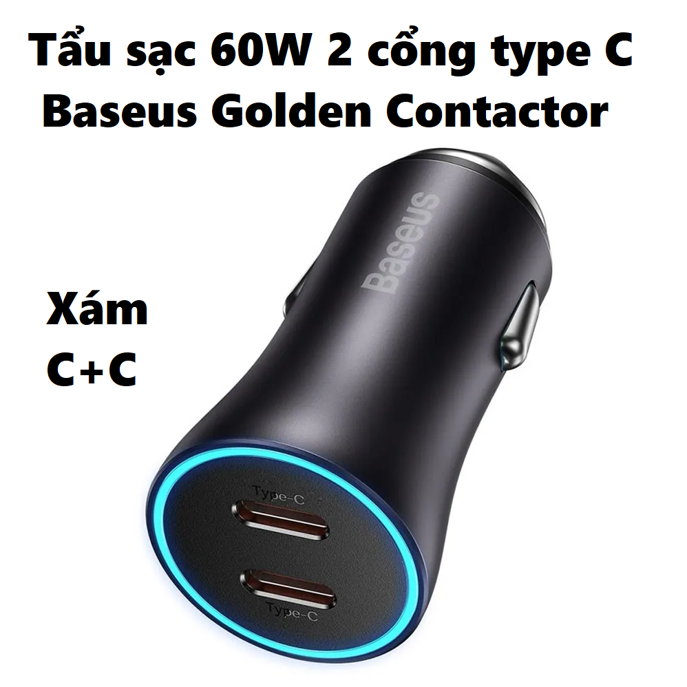 Tẩu sạc ô tô 40W 2 cổng C+U / U+U Baseus Golden Contactor Pro CCJDZ-CX _Hàng chính hãng