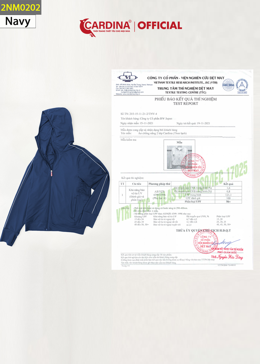 Áo Chống Nắng Nam CARDINA 2 Lớp Chất Thun Lạnh Cao Cấp Chống Tia UV 2NM02