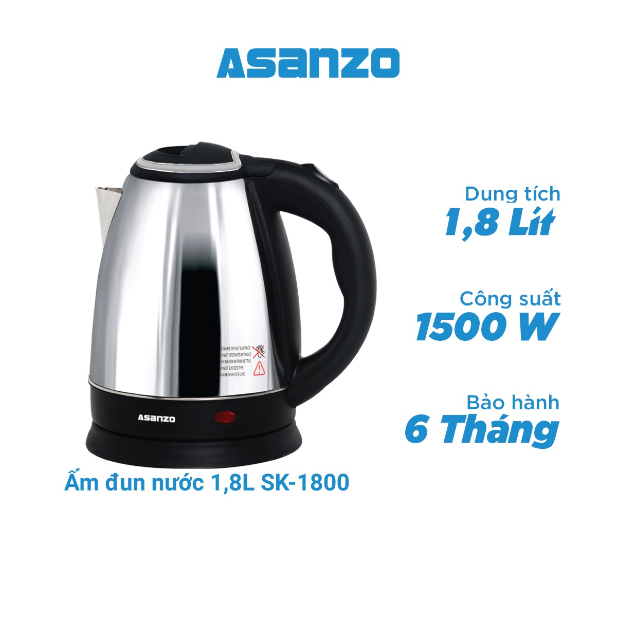 Bình Đun Siêu Tốc INOX 1.8L SK1800 - Hàng chính hãng