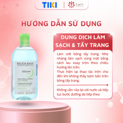 Dung dịch làm sạch và tẩy trang công nghệ Micellar cho da hỗn hợp, da dầu, và da mụn Bioderma Sebium H2O - 500ml