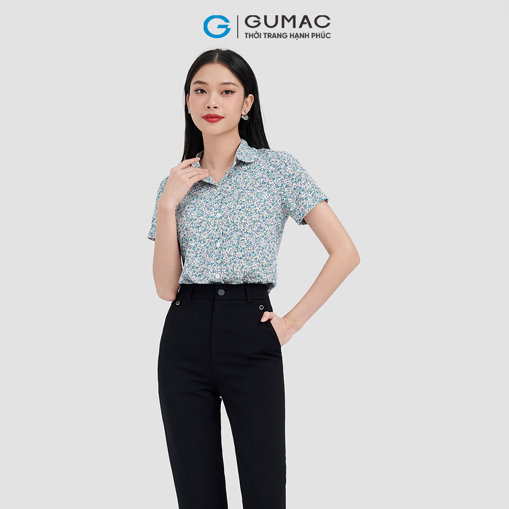 Áo sơ mi nữ GUMAC LA1013 tay ngắn bâu tròn phong cách