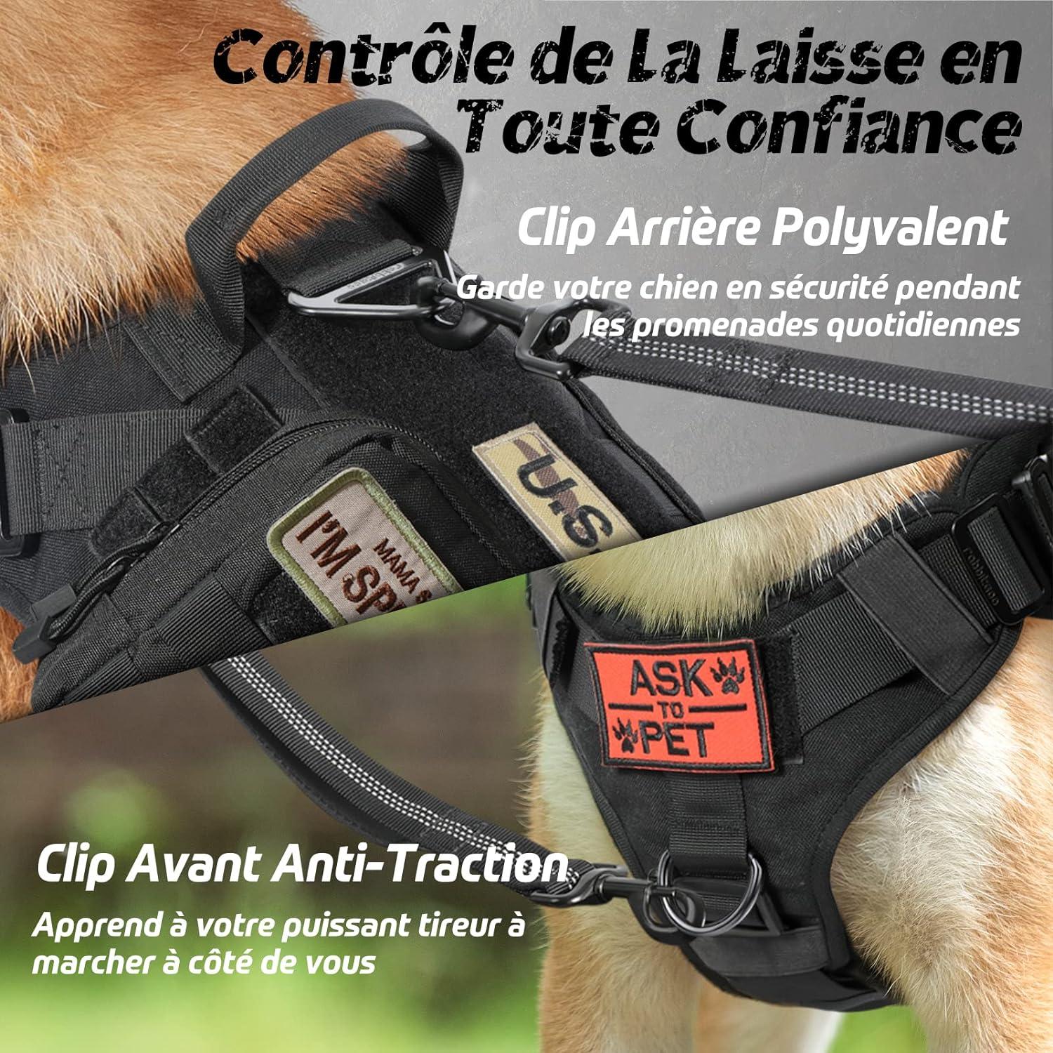 Chó khai thác chiến thuật m đen m, nhẫn áo cho chó làm việc quân sự, chó khai thác quân sự chó, với phích cắm dây đeo để đi bộ và săn bắn