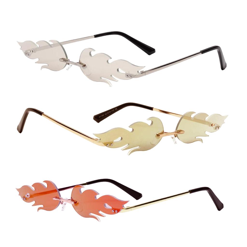 Fashion Fire Flame Sunglasses Rimless Wave Sun Glasses Eyewear Cool