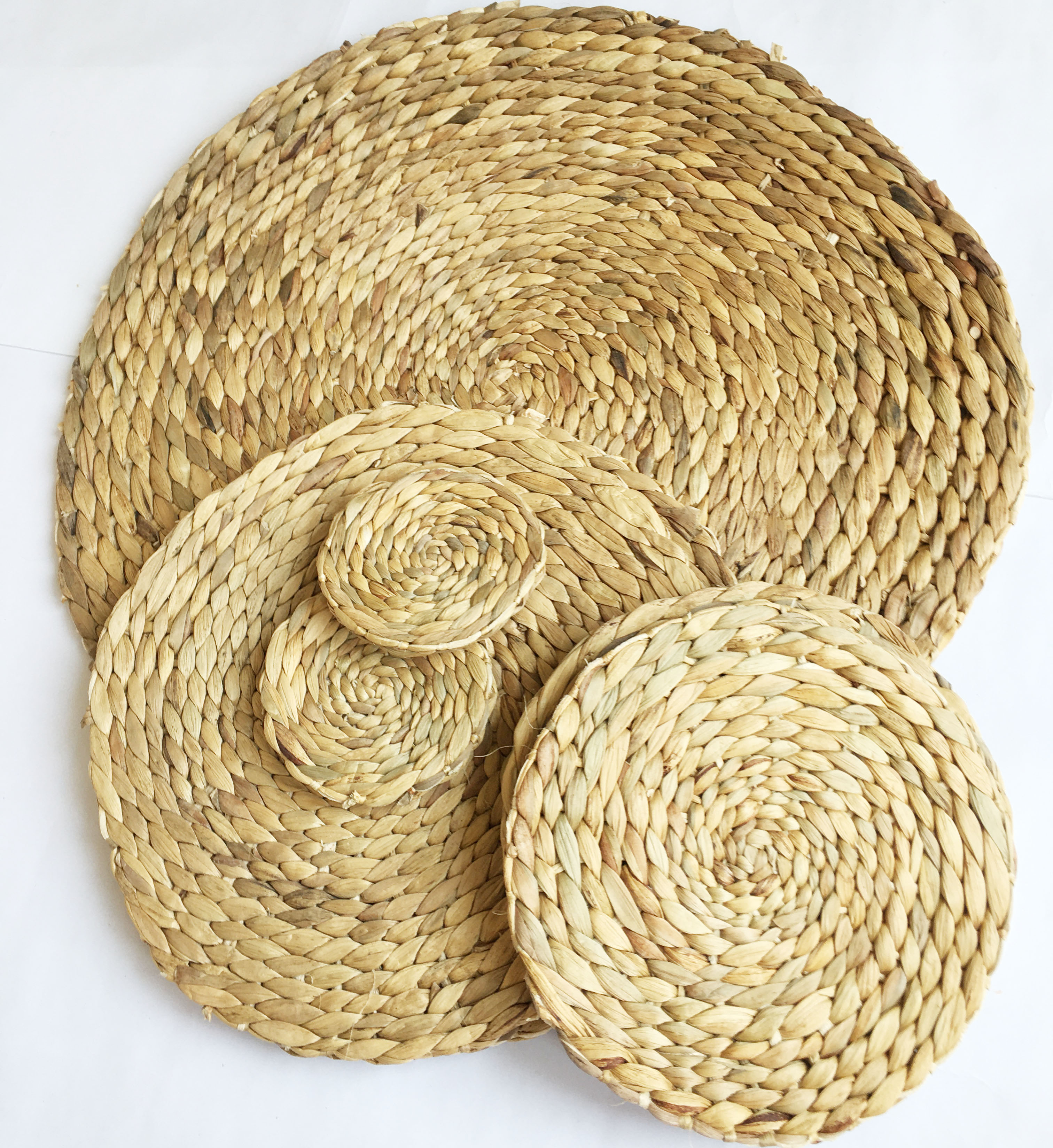 Thảm lục bình tròn tấm lót bèo đan thủ công từ lục bình tự nhiên làm lót, thảm, decor vintage KT 20-30-50cm