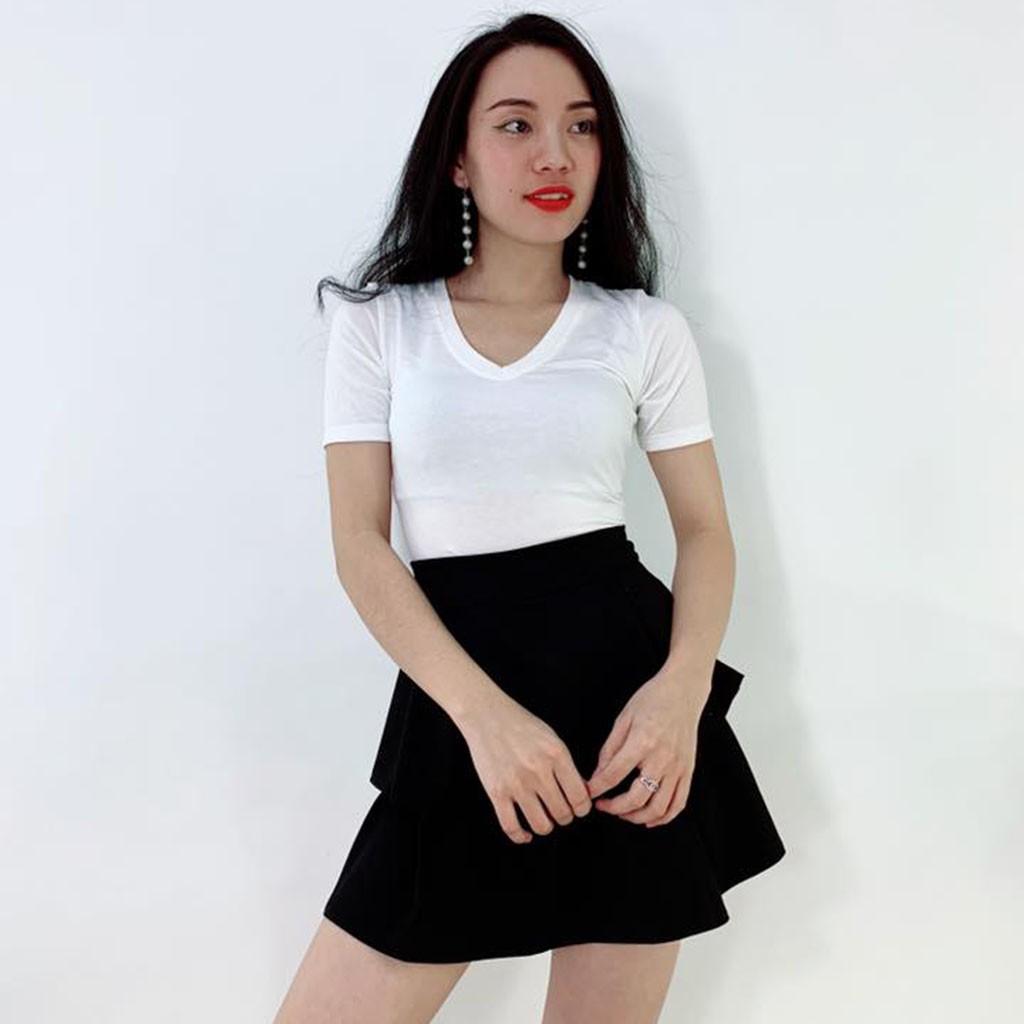 Chân váy ngắn xòe chân váy tầng 2 tầng cạp chun (có lót quần trong) CV54