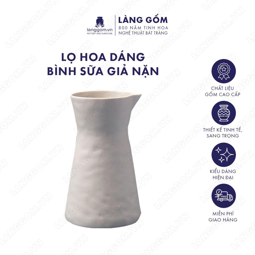 Bình hoa, lọ hoa Gốm sứ Bát Tràng cao cấp Men mát dáng bình sữa giả nặn làm quà tặng, trang trí - Làng Gốm Bát Tràng