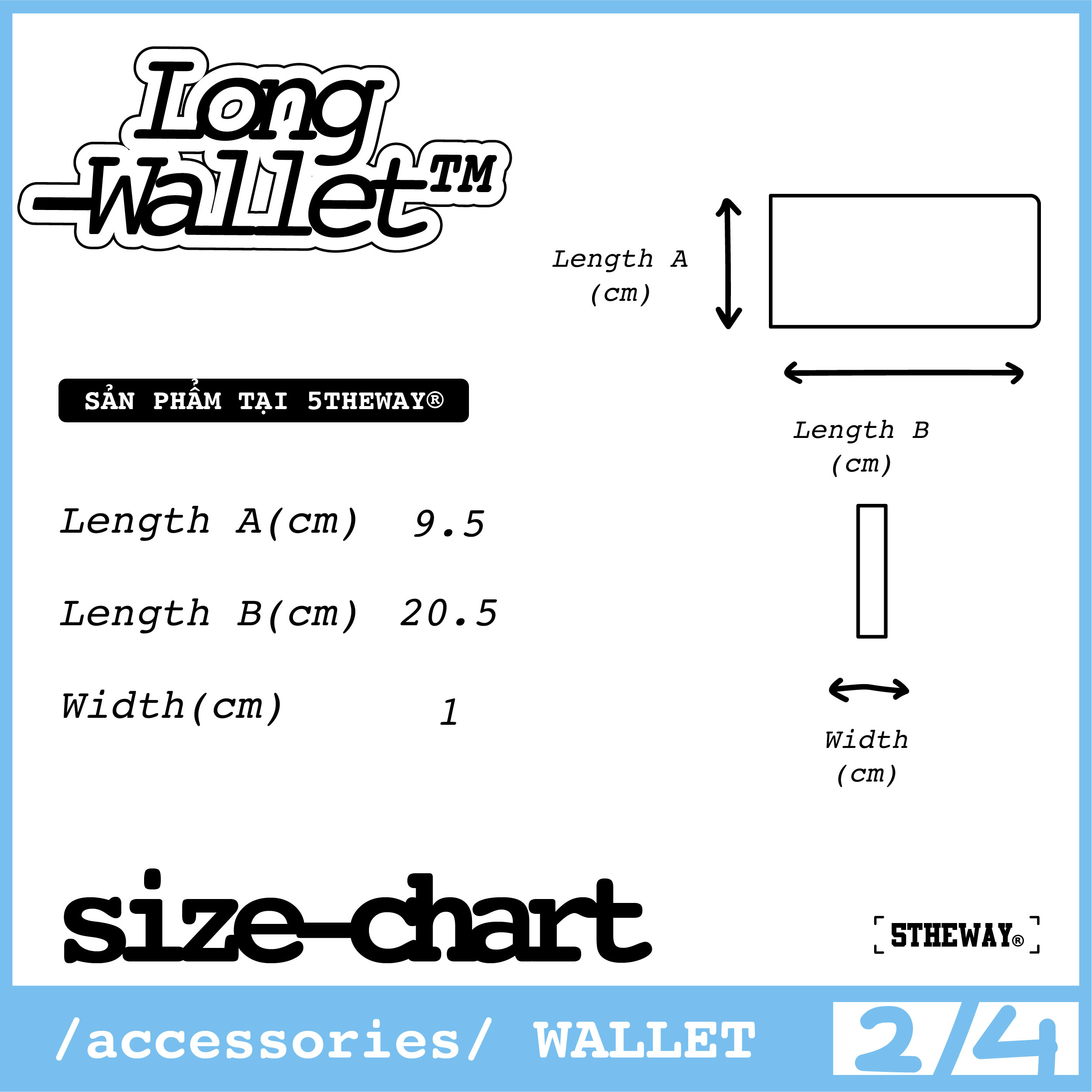 Ví Dài Đen Chữ Xanh Dương 5THEWAYaka /PUBLIC ICON/ LONG WALLET in BLUE ATOLL