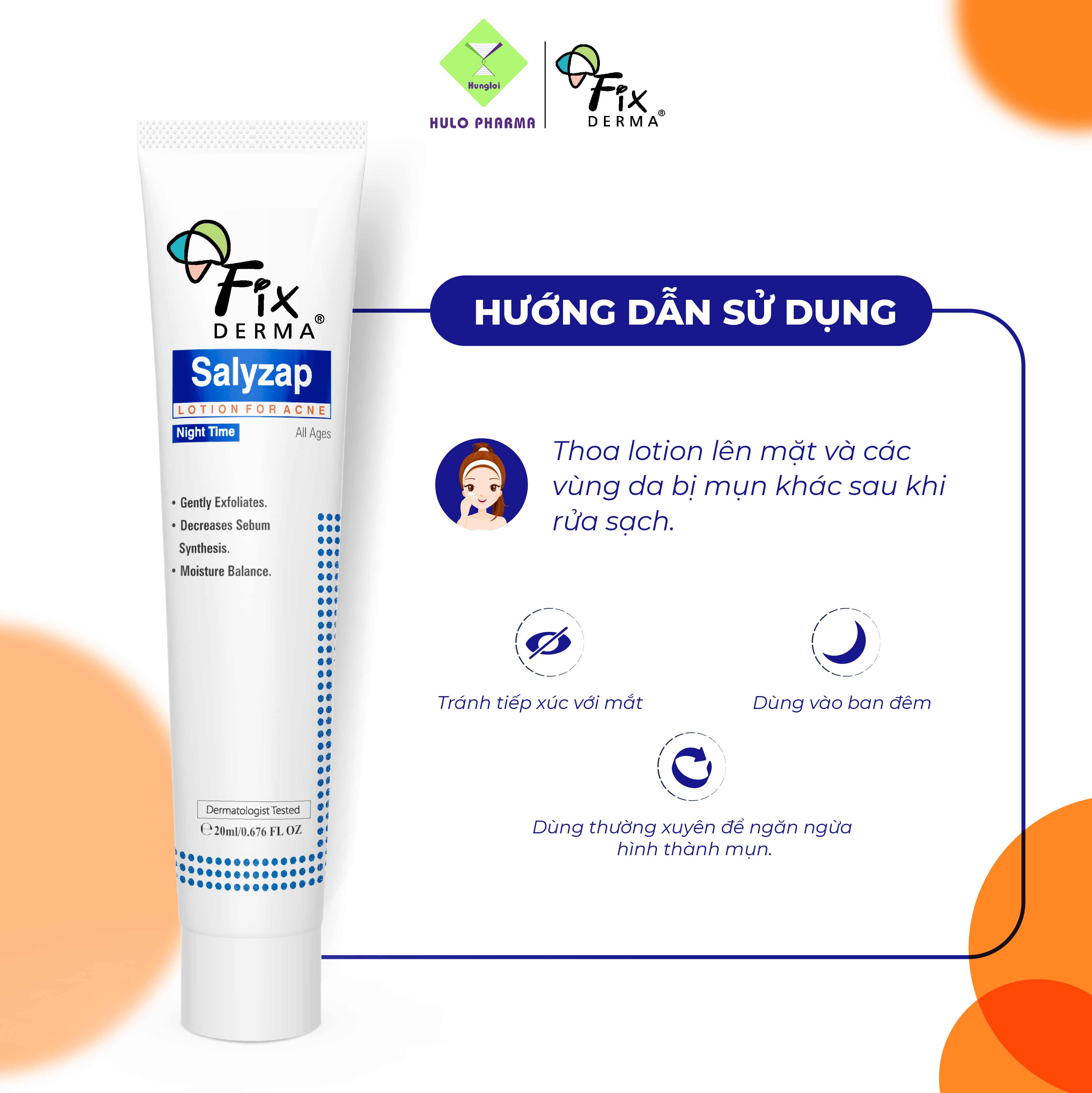 Lotion Giúp Giảm Mụn, Kiểm Soát Bã Nhờn Fixderma Salyzap Lotion For Acne Night Time 20ml