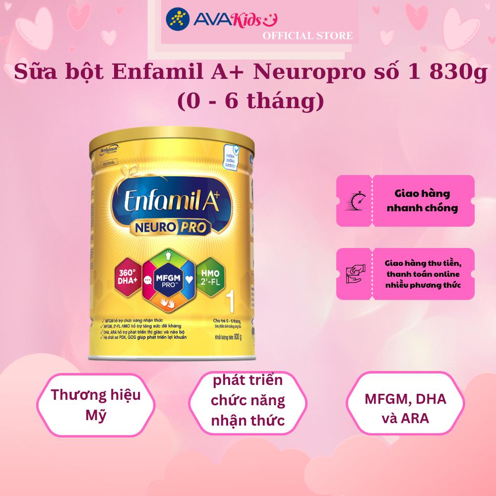 Sữa bột Enfamil A+ Neuropro số 1 830g (0 - 6 tháng) - Hàng Chính Hãng