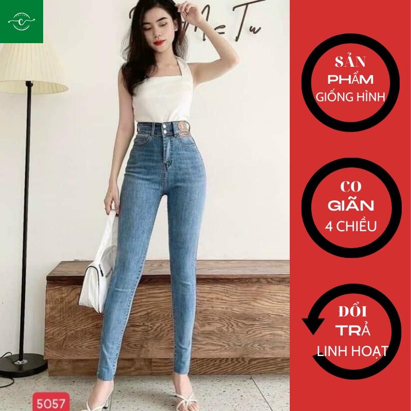 Quần Jean Nữ Lưng Cao, Chất Jean Co Giãn Thoải Mái Dáng Cao 5057