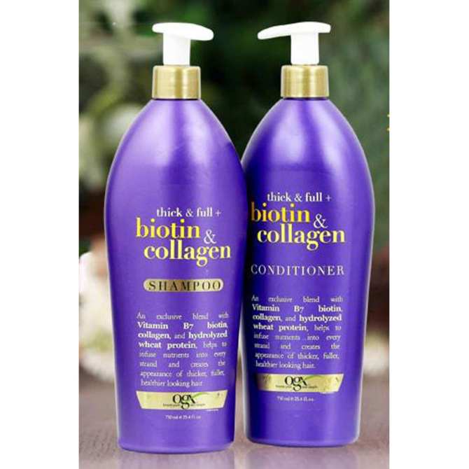 Combo 2 Chai Dầu Gội Và Xả Ngăn Ngừa Rụng Tóc OgX Biotin &amp; Collagen 750ml - USA