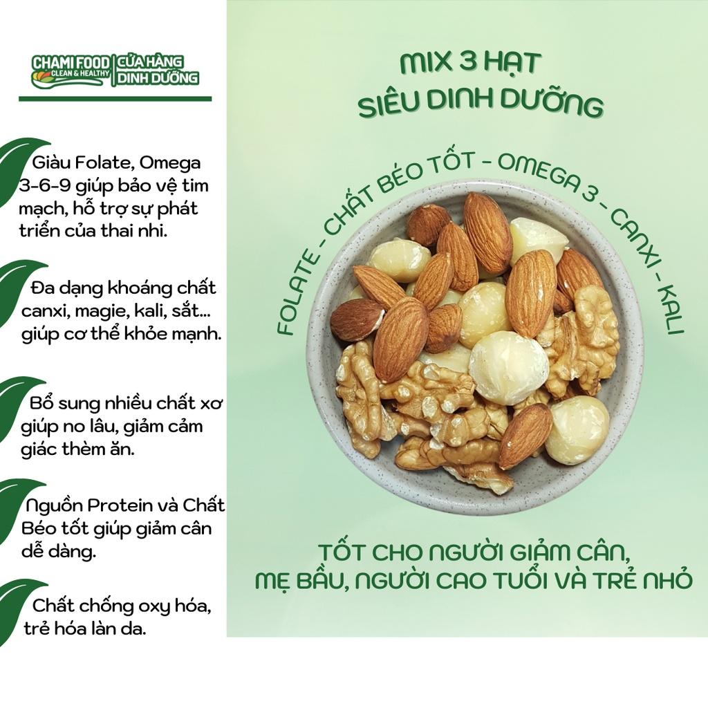 Hạt Mix dinh dưỡng CHAMI 3 Loại 500g Siêu hạt Loại 1 Nhập khẩu chính ngạch, granola siêu hạt ăn kiêng ngũ cốc cho bà bầu