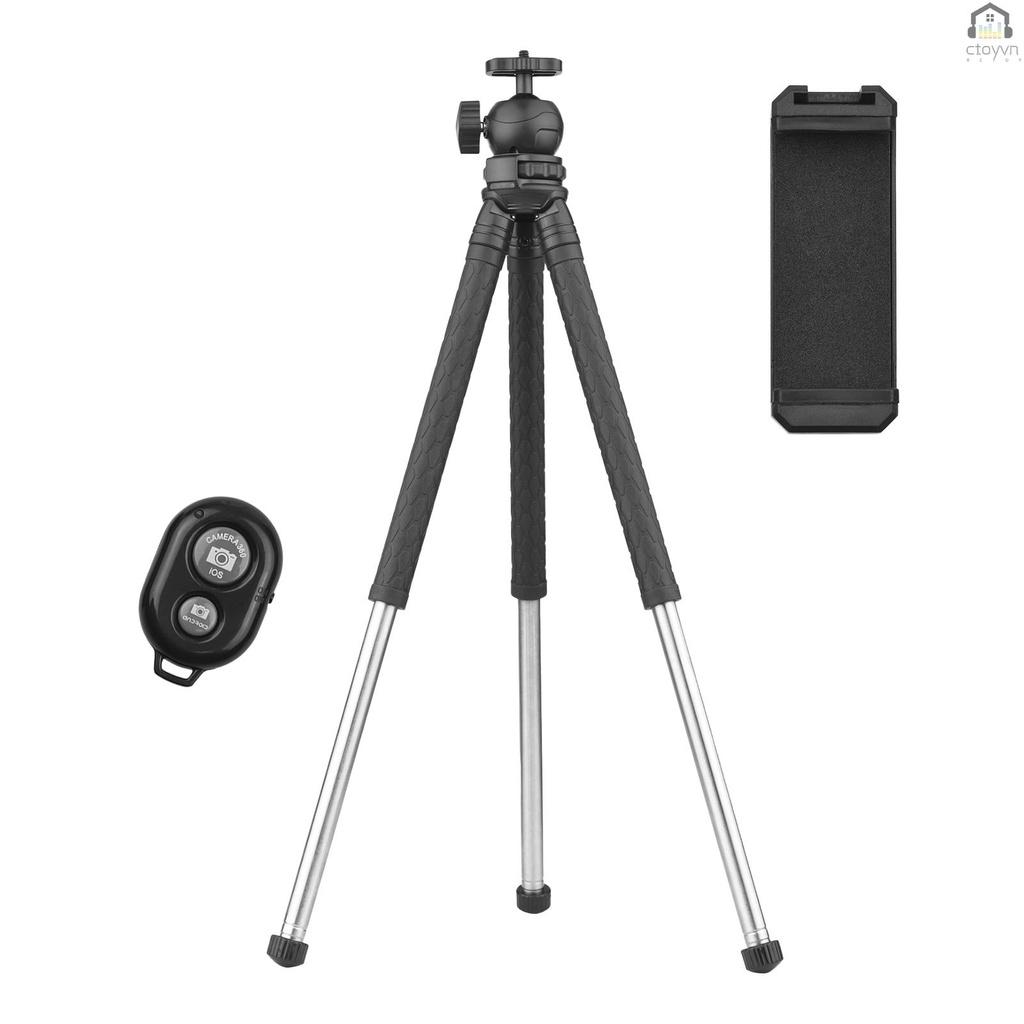 Giá đỡ ba chân để bàn có thể kéo dài 108cm/ 42.5in Max. xoay 360 độ kèm điều khiển từ xa không dây hỗ trợ quay vlog live stream/phát trực tuyến