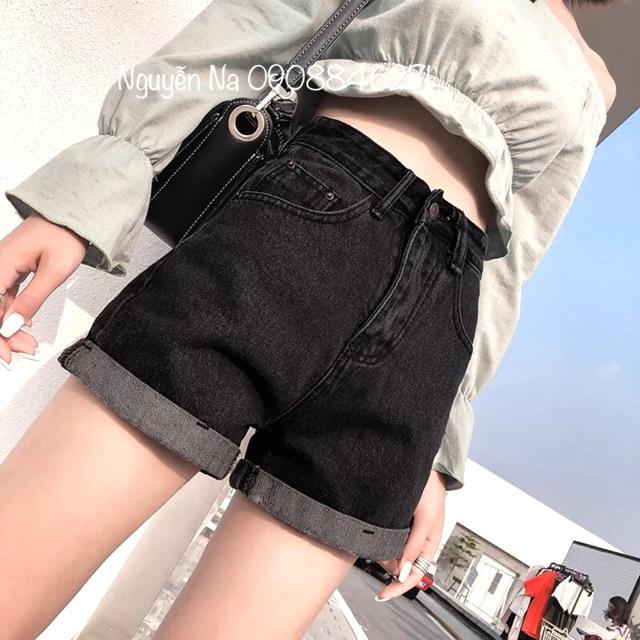 Quần short jeans trơn Xám gấp lai - ko kèm nịt