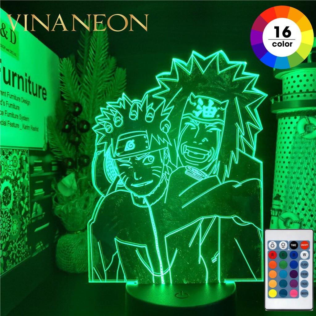 Đèn Led Trang Trí ️ Đèn Trang Trí Bàn Làm Việc Nhân Vật Naruto và thầy Jiraiya Đèn Neon Trang Trí 3D Anime