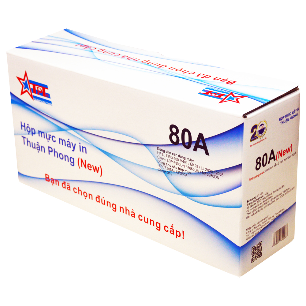 Hộp mực Thuận Phong 80A / 05A  dùng cho máy in HP M401/ M425/ P2035/ P2055 / Canon LBP 251/ 6300/ MF411/ 5980 – Hàng Chính Hãng