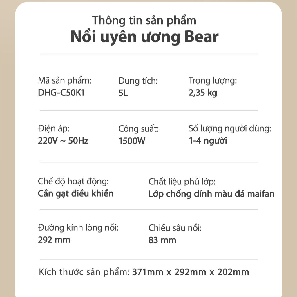 Nồi Lẩu Điện Uyên Ương Bear DHG-C50K1 - Hàng Chính Hãng