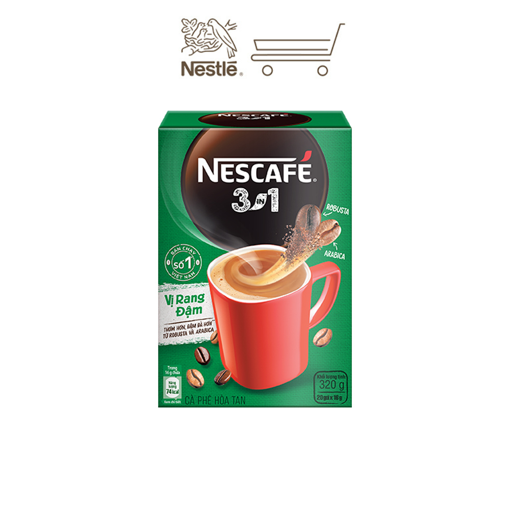 NESCAFÉ 3IN1 Công thức cải tiến - VỊ RANG ĐẬM Hộp 20 gói (20x16g)