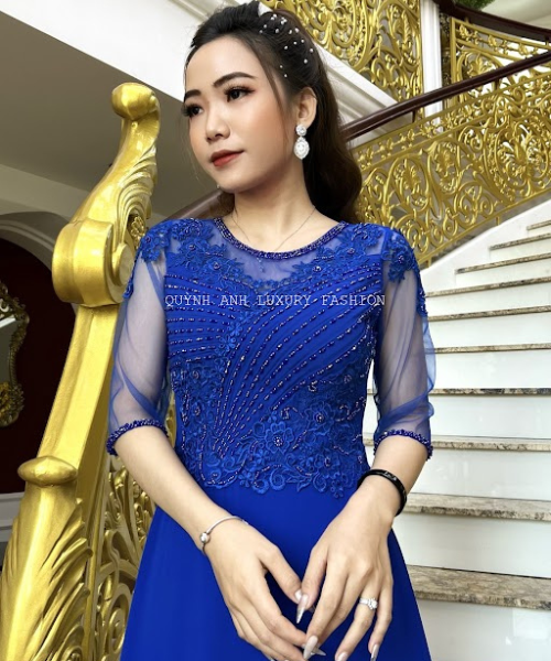 Đầm Dạ Hội Trung Niên Dự Tiệc Sang Trọng Xanh Coban Charmaine Dress