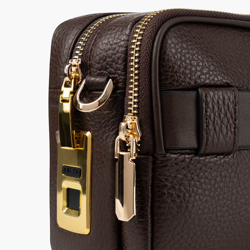 Clutch Cầm Tay Khóa Vân Tay Da Bò Mill RB09 Màu Nâu