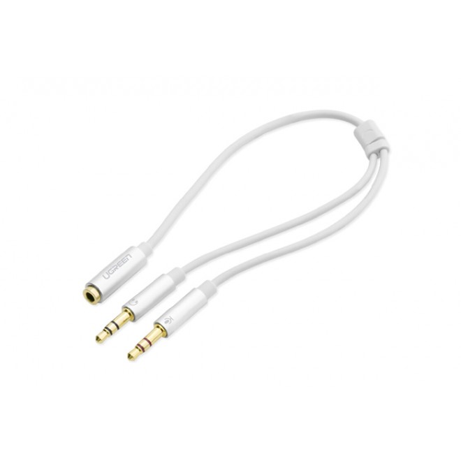 Dây Audio Chuyển Tai Nghe Đầu 3.5mm Cái Sang 2 Đầu Mic + Tai Nghe (đầu đực mạ vàng- dài 20CM) UGREEN Chính Hãng  20897