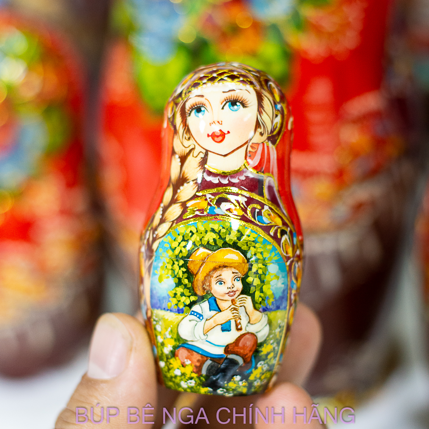 BỘ BÚP BÊ NGA CAO CẤP 7 LỚP 22CM HOA VĂN "NHỮNG ĐỨA BÉ THÔN QUÊ NGA" RẤT ĐẸP VÀ SANG TRỌNG, ĐỘC ĐÁO