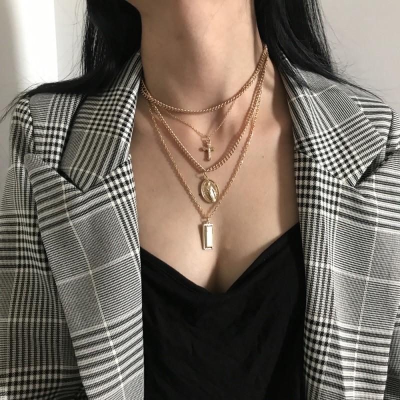 Dây chuyền nhiều lớp vintage mặt thánh giá