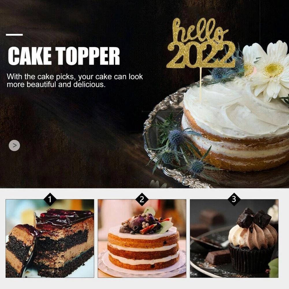 Thẻ trang trí bánh kem mừng năm mới, sinh nhật, giáng sinh 6cm 2022