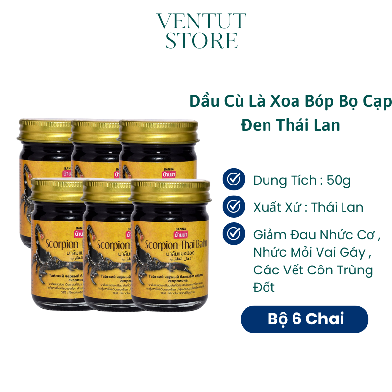 Combo 6 Chai Dầu Cù Là Xoa Bóp Bọ Cạp Thái Lan 50g