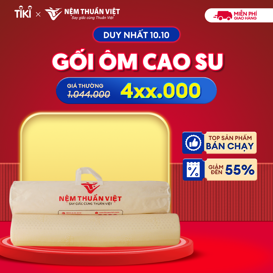 Gối Ôm Cao Su Thuần Việt Cao Cấp, 100% Cao Su Thiên Nhiên, Kháng Khuẩn, Nâng Đỡ Hiệu Quả