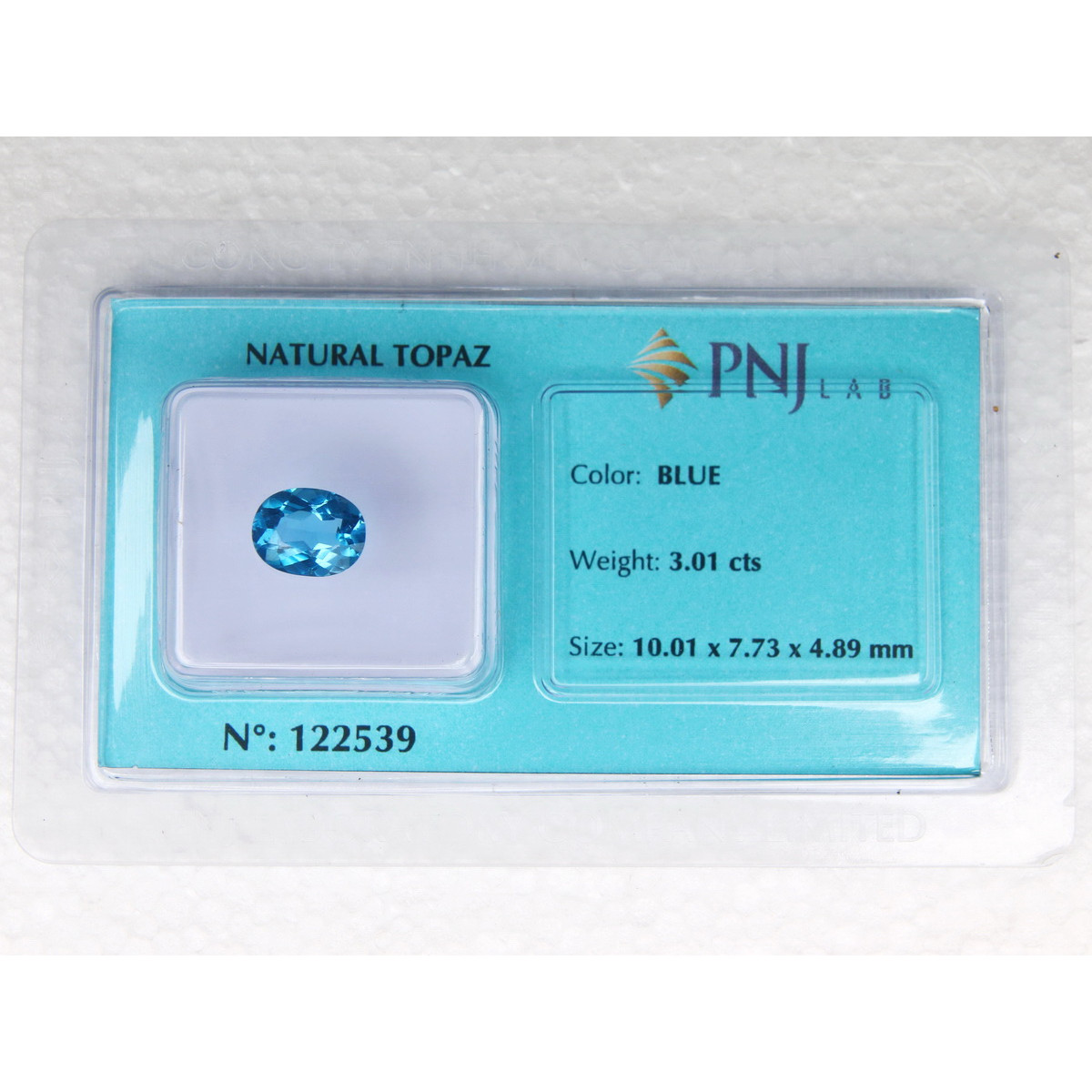 Viên Đá Kiểm Định Topaz Xanh Hoàng Ngọc Tự Nhiên