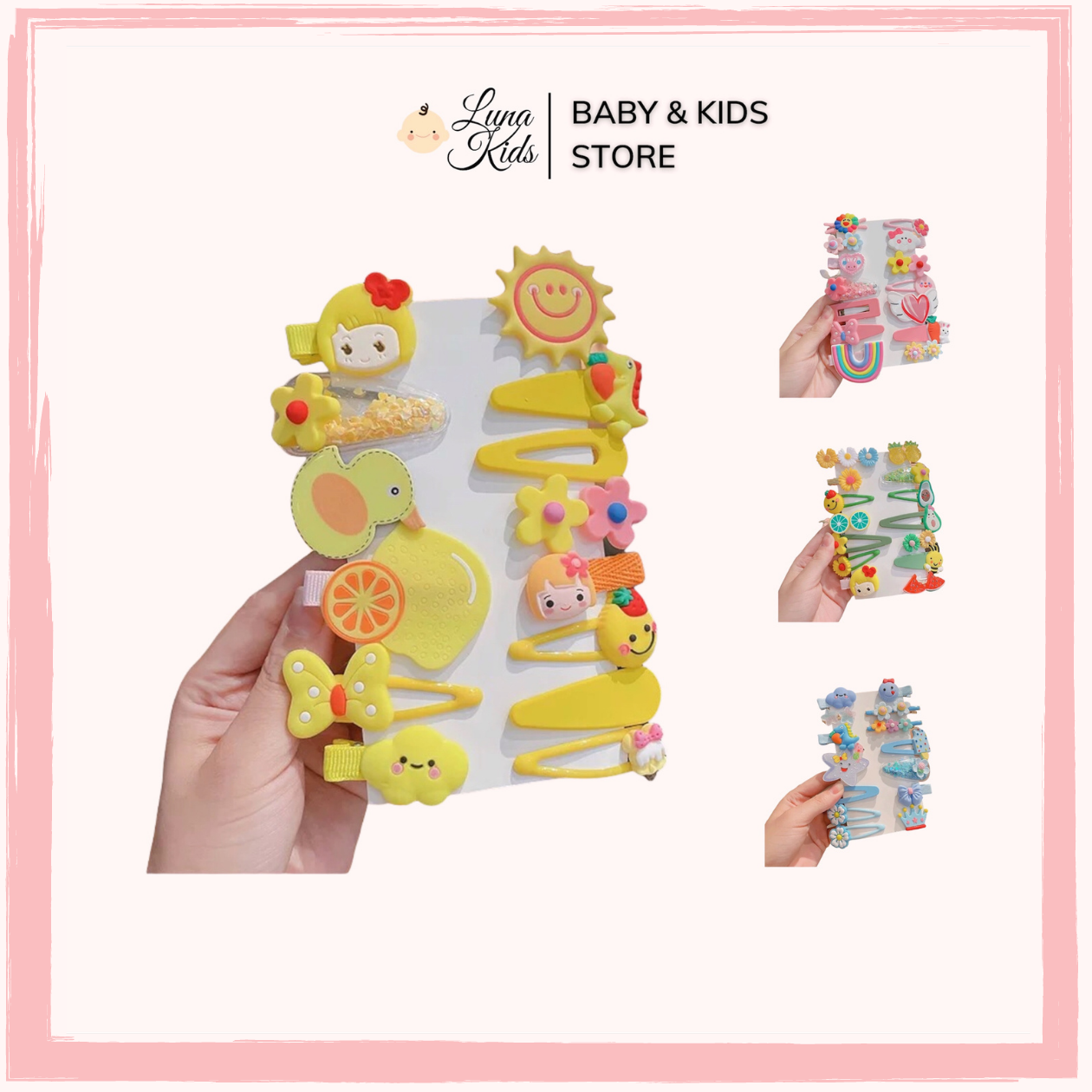 Set kẹp tóc cho bé gái, phụ kiện tóc KT04 - LunaKids [Ảnh thật