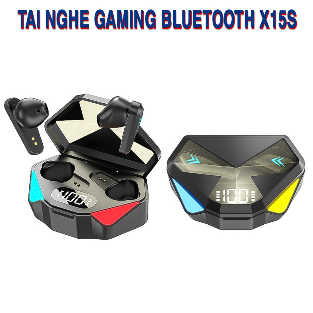 Vinetteam Tai Nghe Không Dây Gaming X15S TWS Công Nghệ Bluetooth 5.0 Cảm Biến Chạm, Không Có Độ Trễ, Thiết Kế Thể Thao - Hàng Chính Hãng