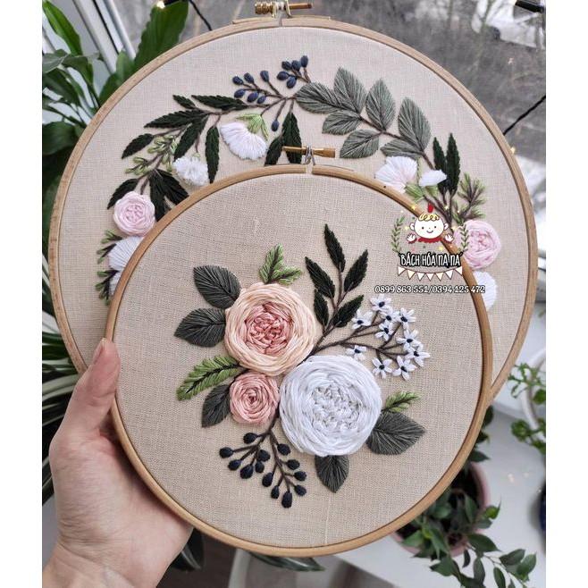 Kit thêu tay trang trí DIY Bộ Combo thêu Tranh hoa cỏ, kit tập thêu mẫu hoa mùa xuân 68k Bách hóa na na