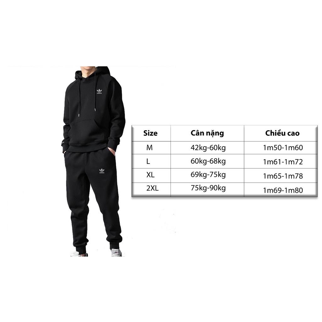 Bộ nỉ dày nam nữ mặc siêu ấm, set nỉ nam có mũ, quần áo thể thao thu đông cực ấm