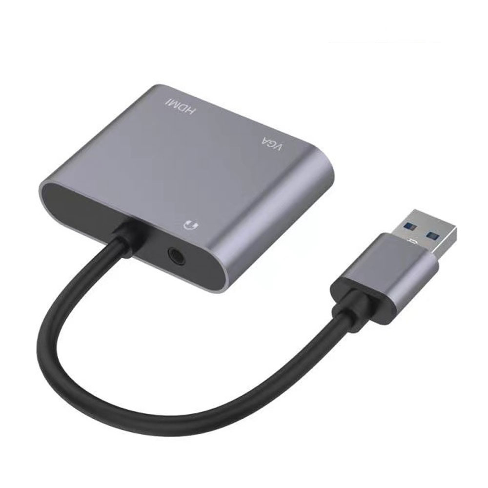 Hub Chuyển Đổi USB Sang HDMI/VGA/Audio SeaSy, 1 Cổng HDMI, 1 Cổng VGA, 1 Cổng Audio 3.5 mm, Tương Thích Với Windows Và Mac OS, Dùng Cho Laptop/Máy Tính/Máy Chiếu/Tivi - Hàng Chính Hãng