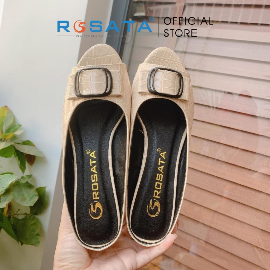 Dép sandal nữ ROSATA RO381 xỏ ngón vân cá sấu mũi tròn gót cao 2cm xuất xứ Việt Nam