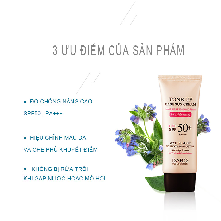 Kem Chống Nắng Kiêm Lót Nền Dabo Tone - Up SPF50, PA+++ 70ml Dành Cho Mọi Loại Da