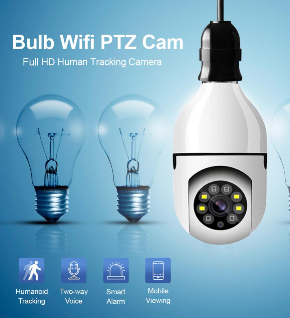  Camera WiFi Xoay 360° Gắn Đui Bóng Đèn, Đàm Thoại Hai Chiều, Báo Động Chống Trộm, Ban Đêm Có Màu, Wifi Không Dây Trong Nhà