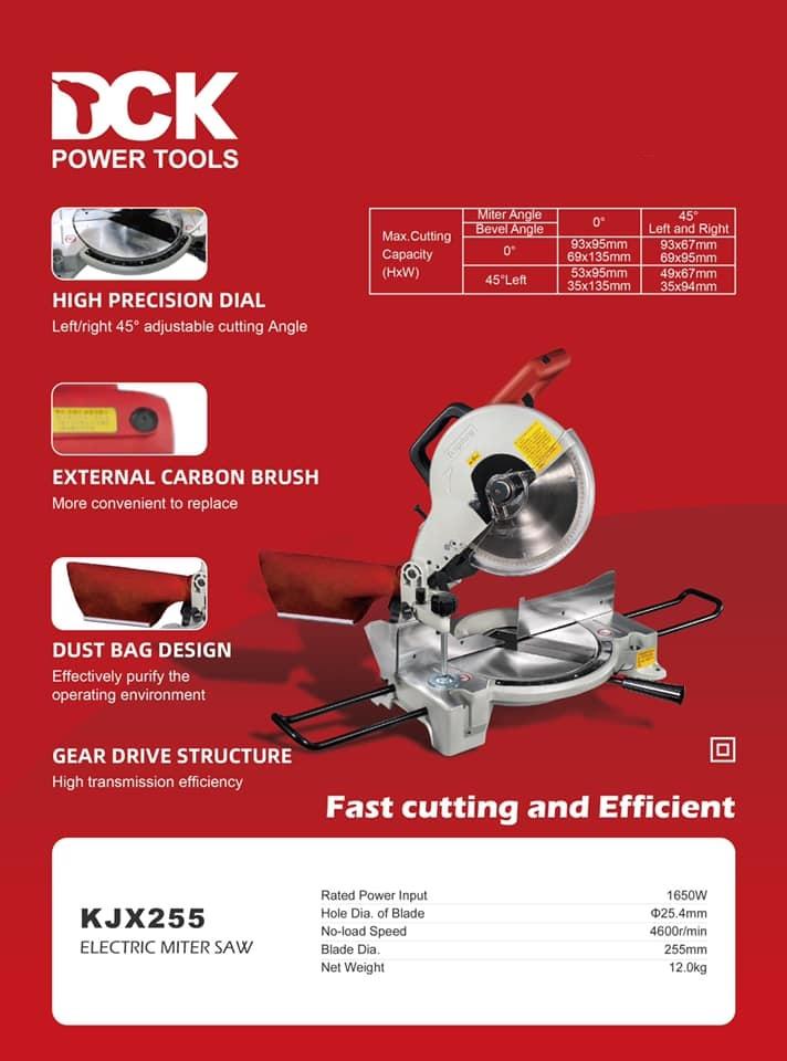 MÁY CẮT NHÔM 1650W 255mm DCK KJX255 - HÀNG CHÍNH HÃNG