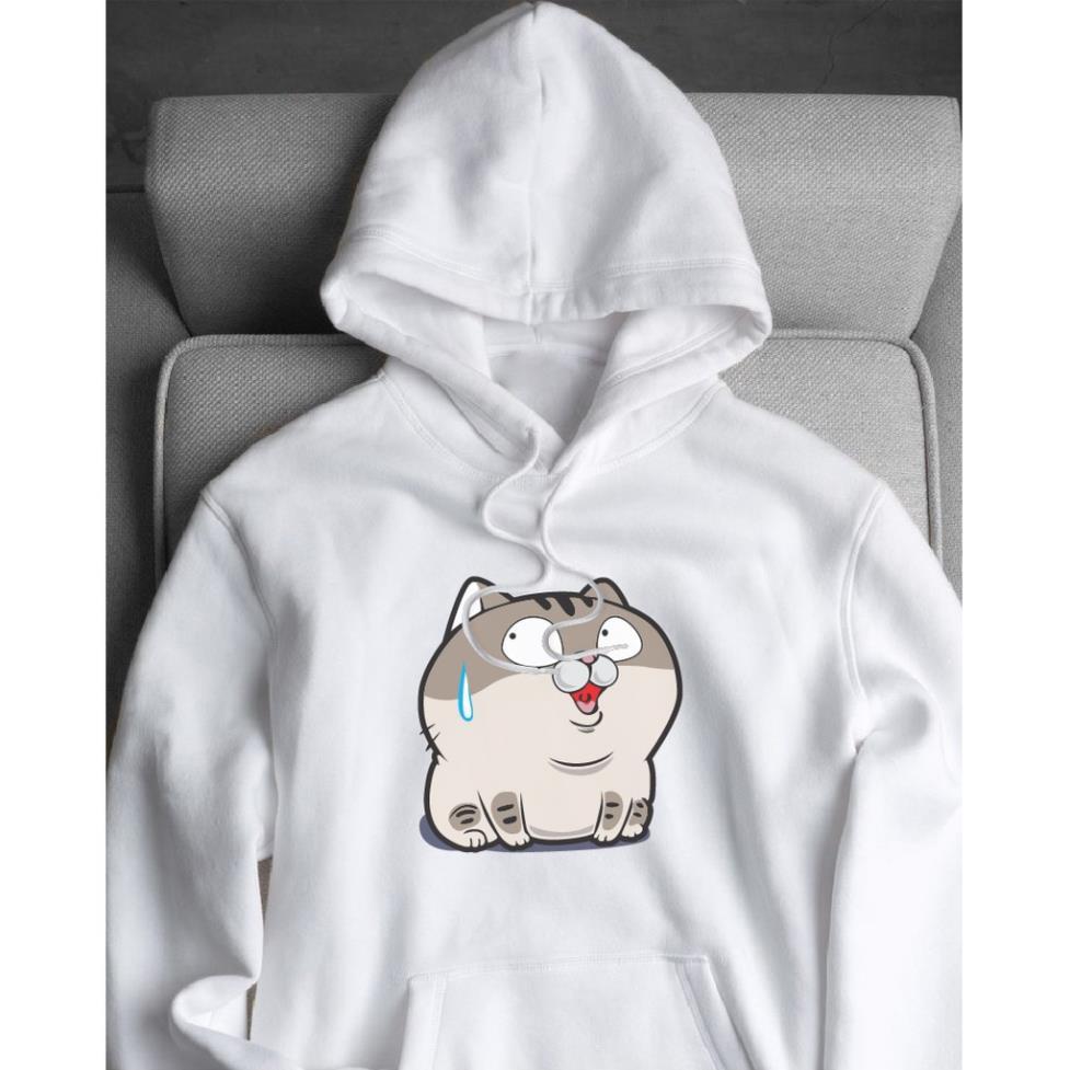 SALE- Áo nỉ hoodie hoạt hình mèo béo ami, form suông rộng unisex có mũ, chất nỉ bông - áo chất