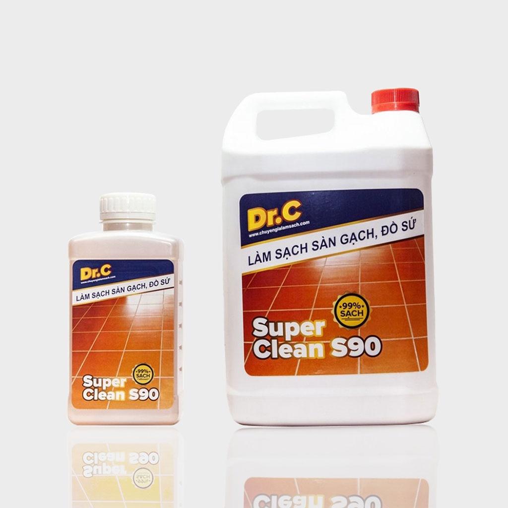 Làm sạch Sàn Gạch, Thiết bị Men Sứ Dr.C - Super Clean S90 Tẩy Xi Măng, Vôi Vữa Trên Bề Mặt Sàn Gạch